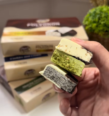 Chocolate-coated polvoron with 3 yummy flavors?