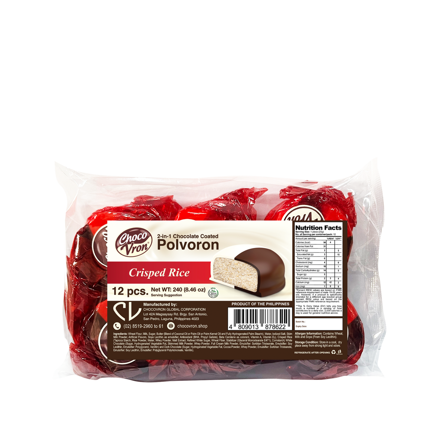 Pasalubong Pack 2 in 1 Chocolate-coated Crisped Rice Polvoron 240g