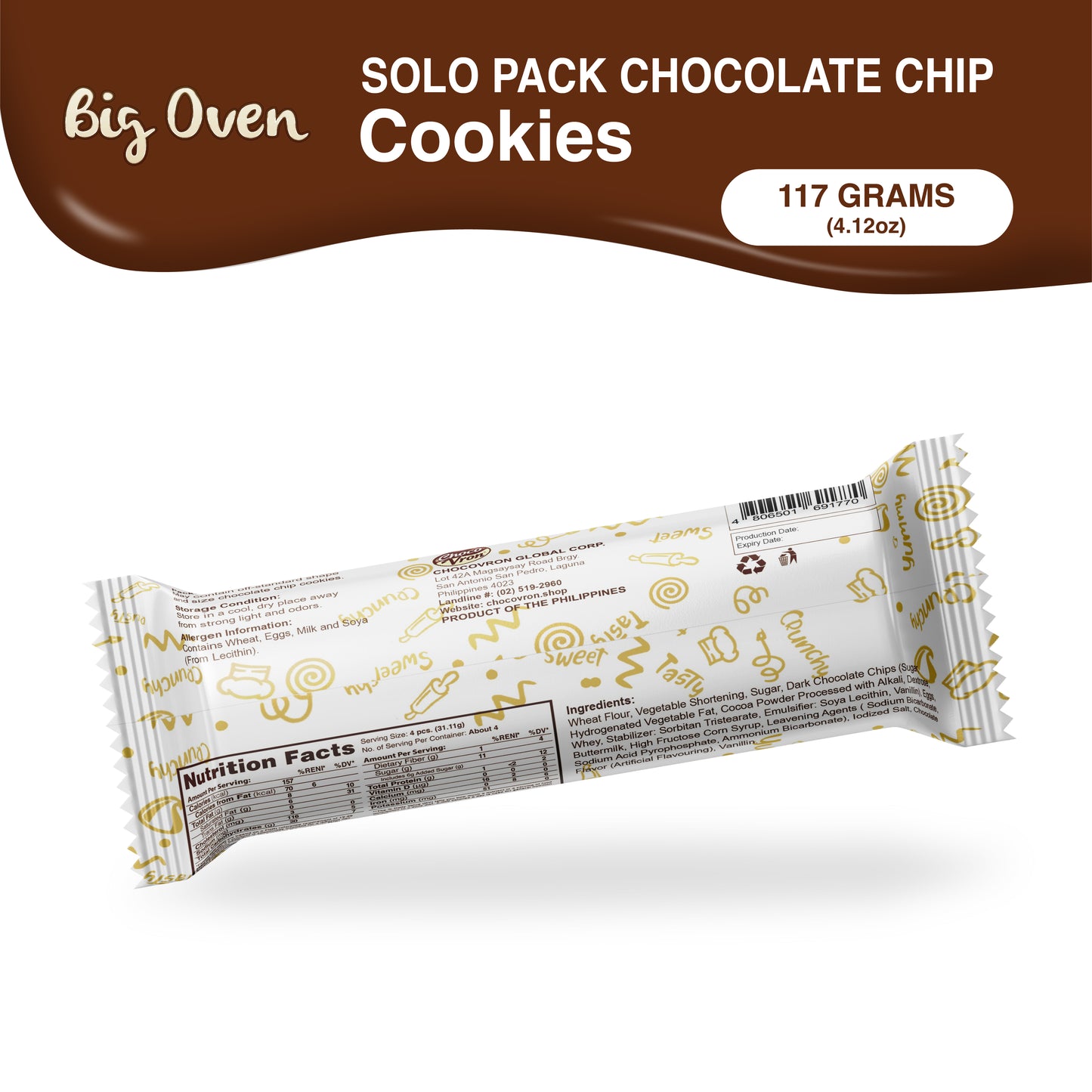 Solo Pack Chocolate Chip Cookies 117g