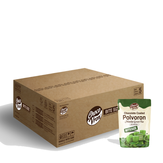 Bite Size Chocolate Coated Matcha Green Tea with Crisped Rice 80g Polvoron CASE BUDNLE
