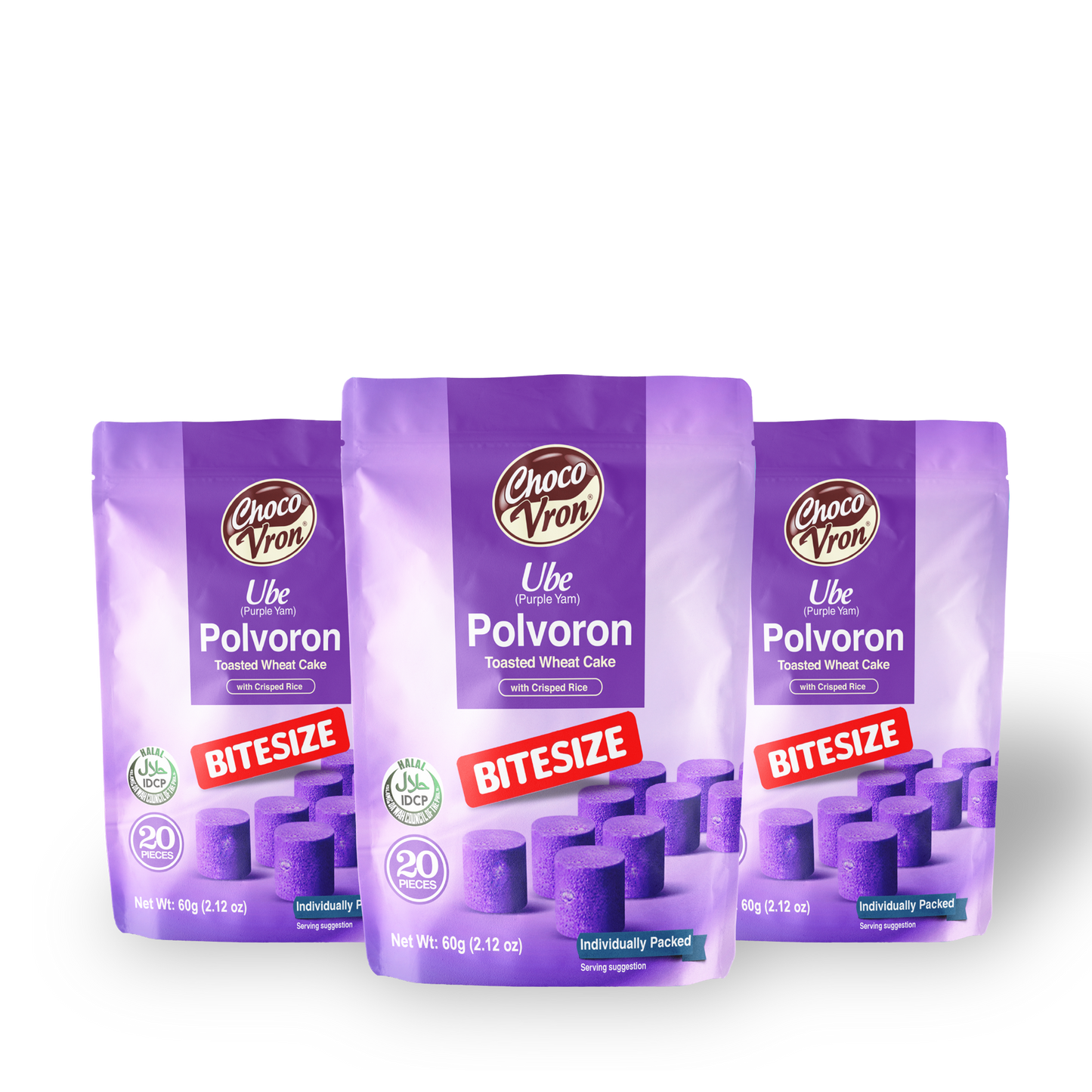 Bite Size Plain Ube Polvoron 60g TRIO BUNDLE