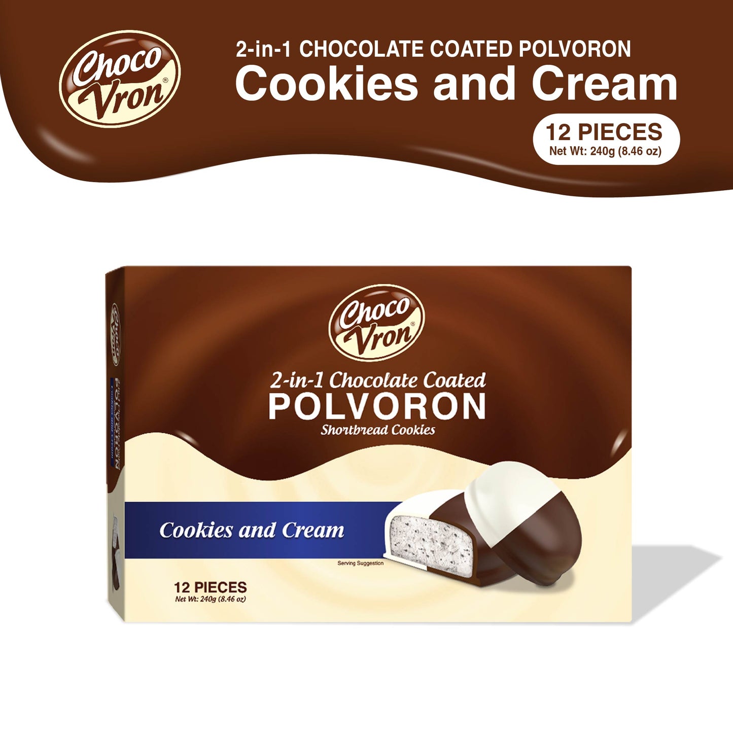 Gift Box 2 in 1 Chocolate Coated Cookies and Cream Polvoron 240g