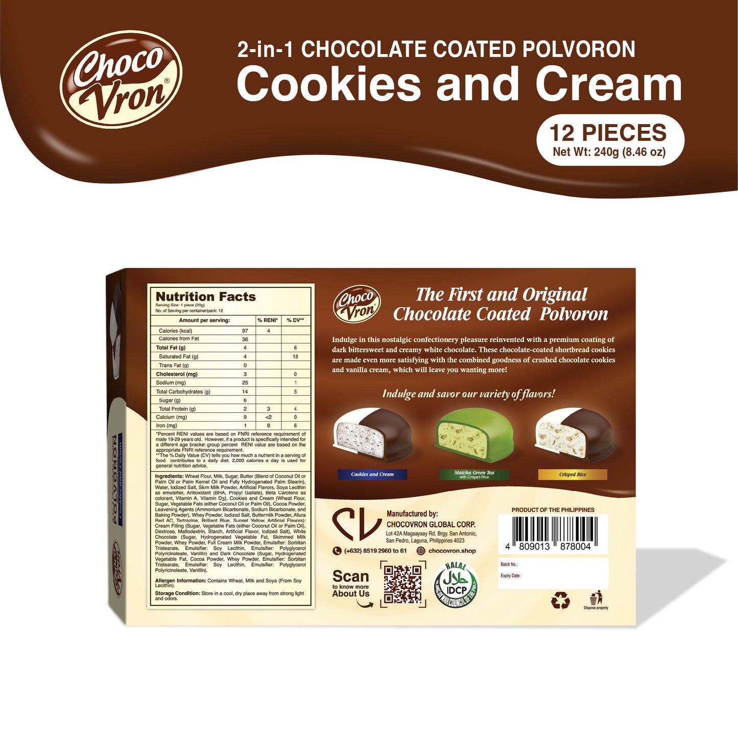 Gift Box 2 in 1 Chocolate Coated Cookies and Cream Polvoron 240g