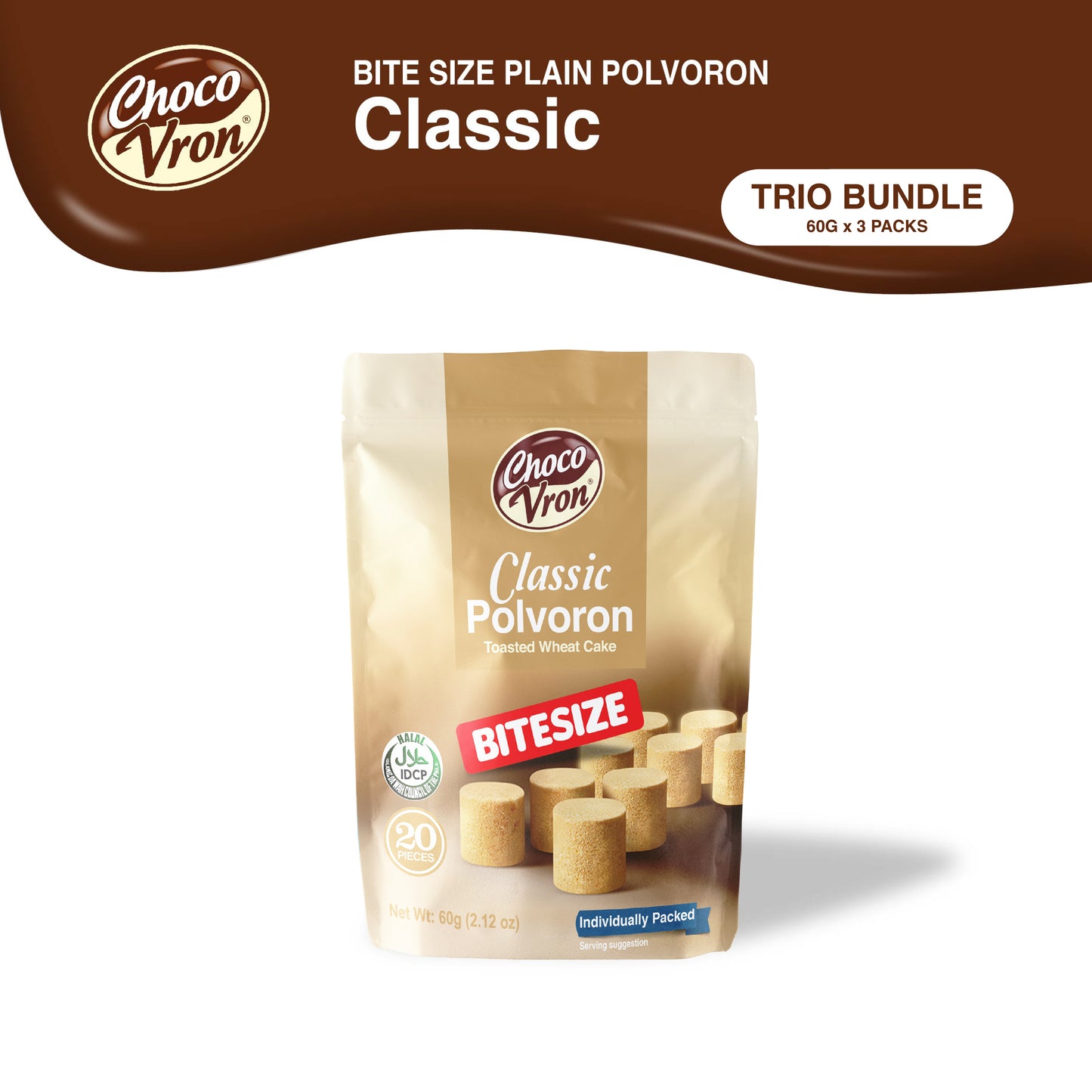Bite Size Plain Classic Polvoron 60g TRIO BUNDLE