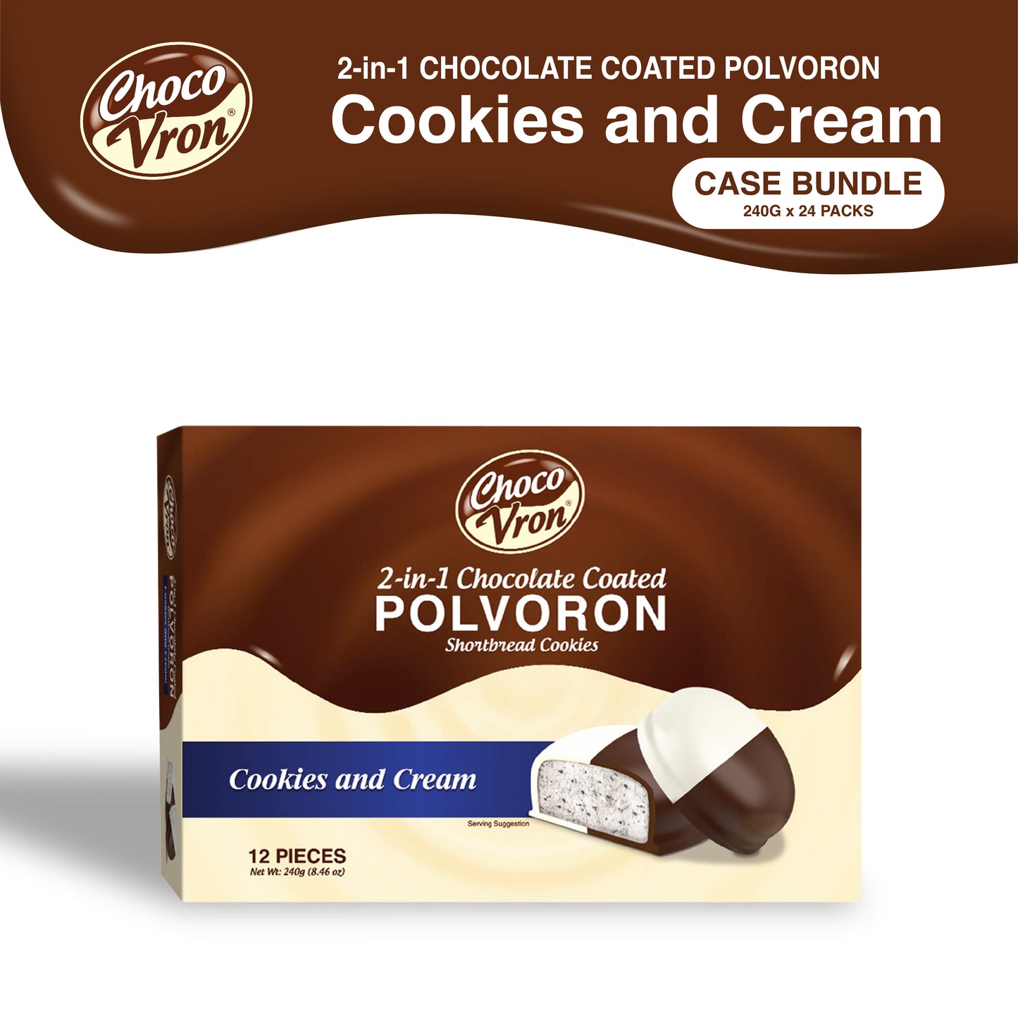 Gift Box 2 in 1 Chocolate Coated Cookies and Cream Polvoron 240g CASE BUNDLE