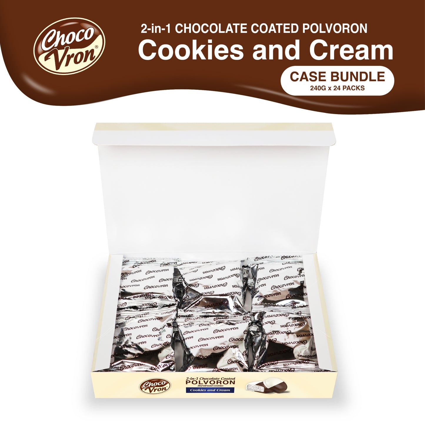 Gift Box 2 in 1 Chocolate Coated Cookies and Cream Polvoron 240g CASE BUNDLE