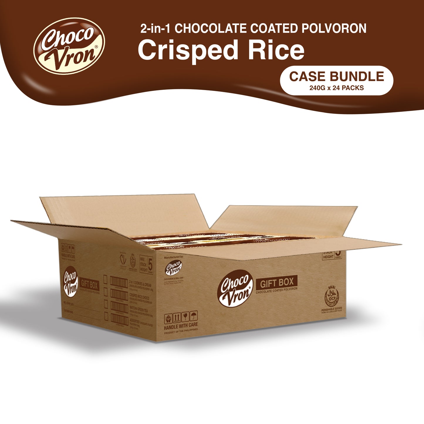 Gift Box 2 in 1 Chocolate Coated Crisped Rice Polvoron 240g CASE BUNDLE
