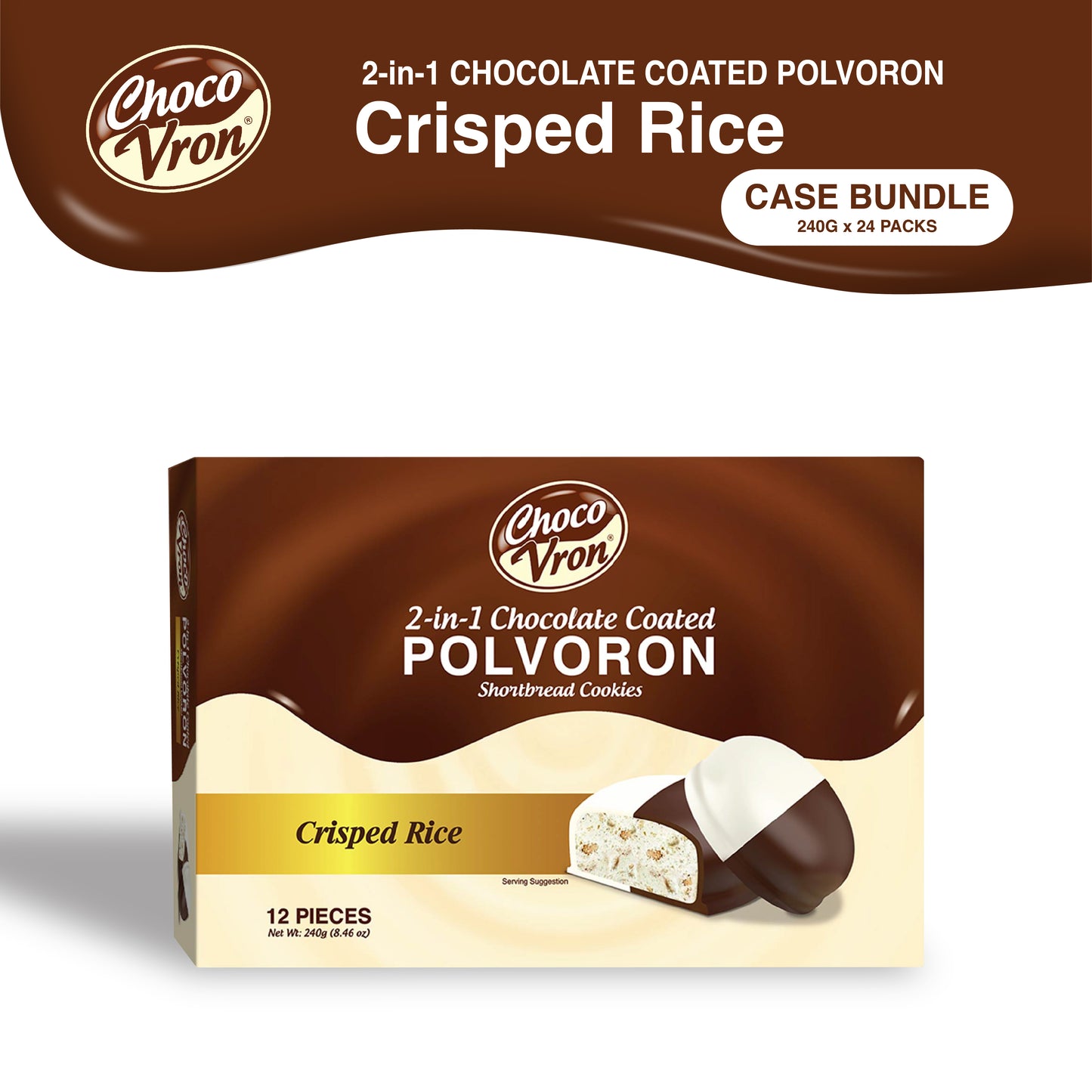 Gift Box 2 in 1 Chocolate Coated Crisped Rice Polvoron 240g CASE BUNDLE