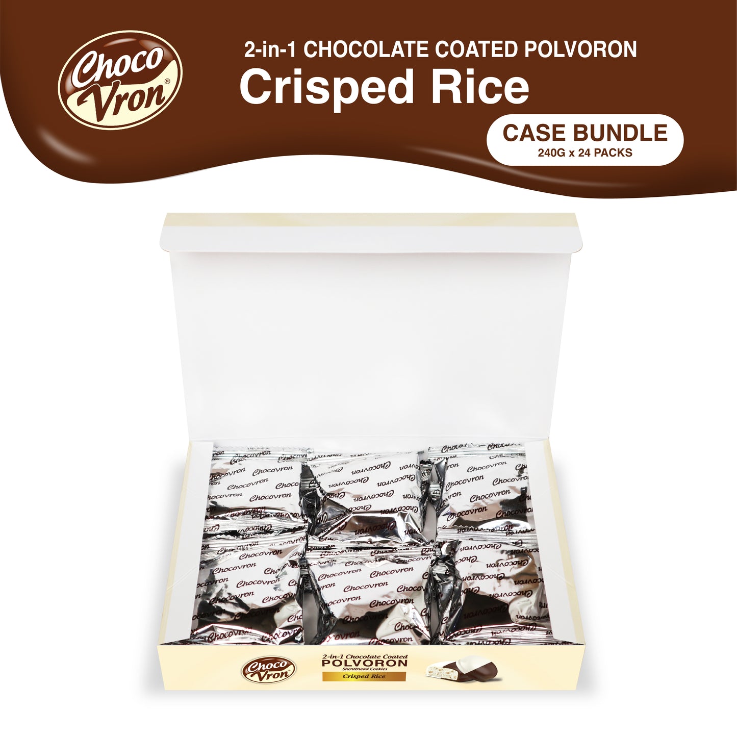 Gift Box 2 in 1 Chocolate Coated Crisped Rice Polvoron 240g CASE BUNDLE