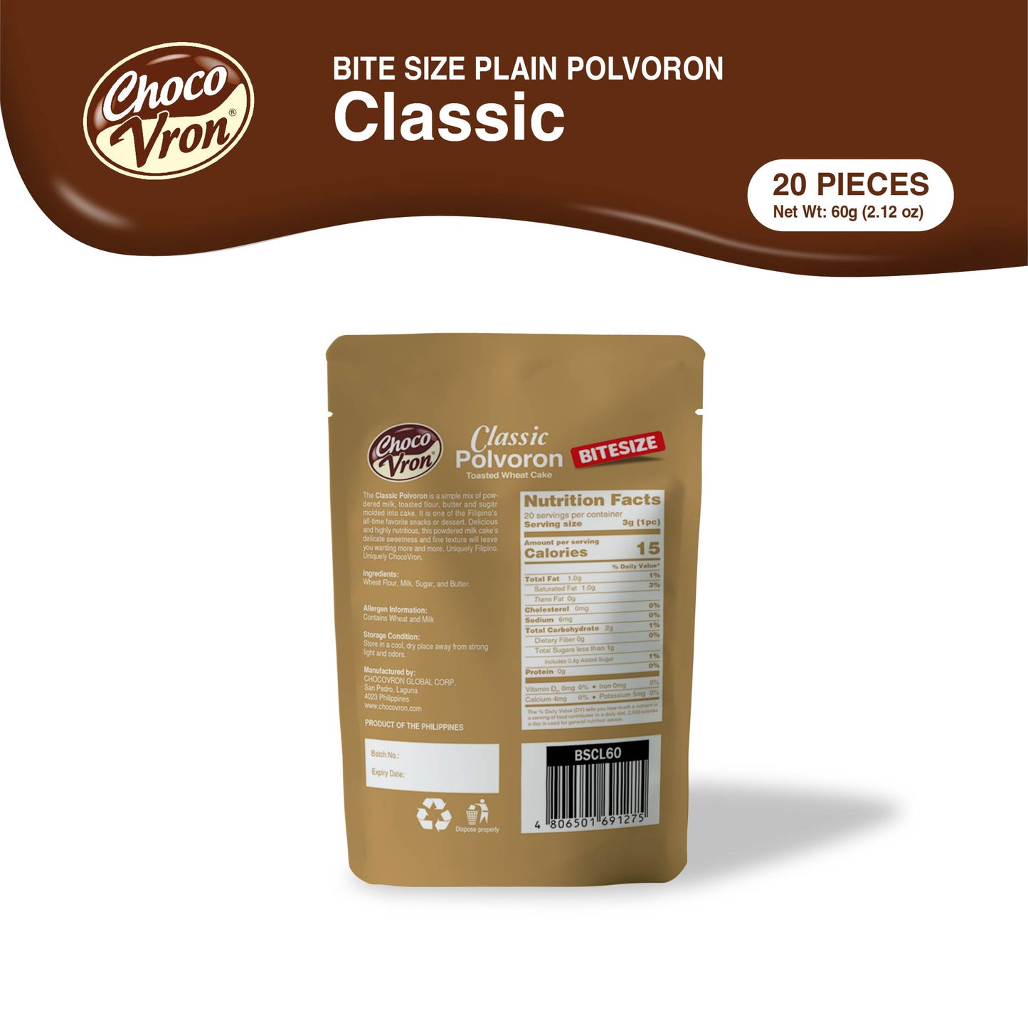 Bite Size Plain Classic Polvoron 60g