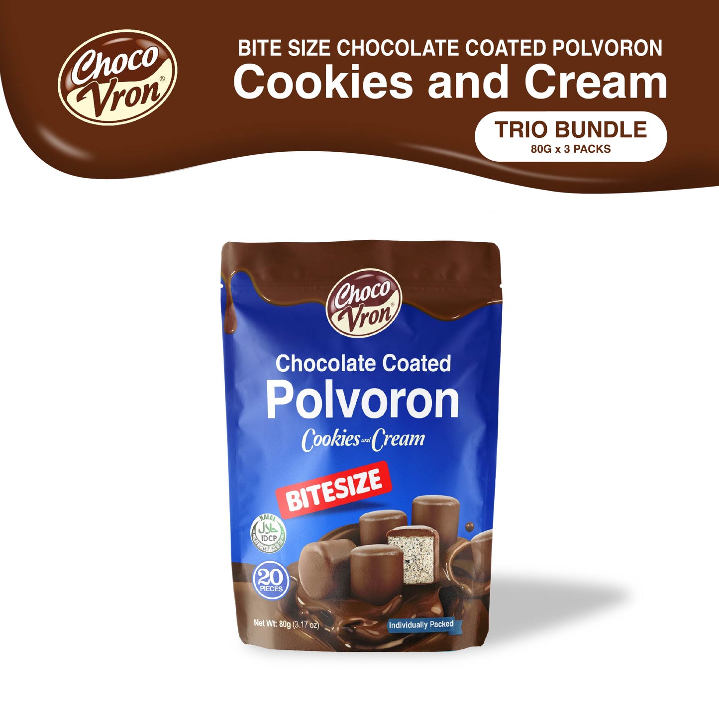 Bite Size Chocolate Coated Polvoron Cookies and Cream Polvoron TRIO BUNDLE