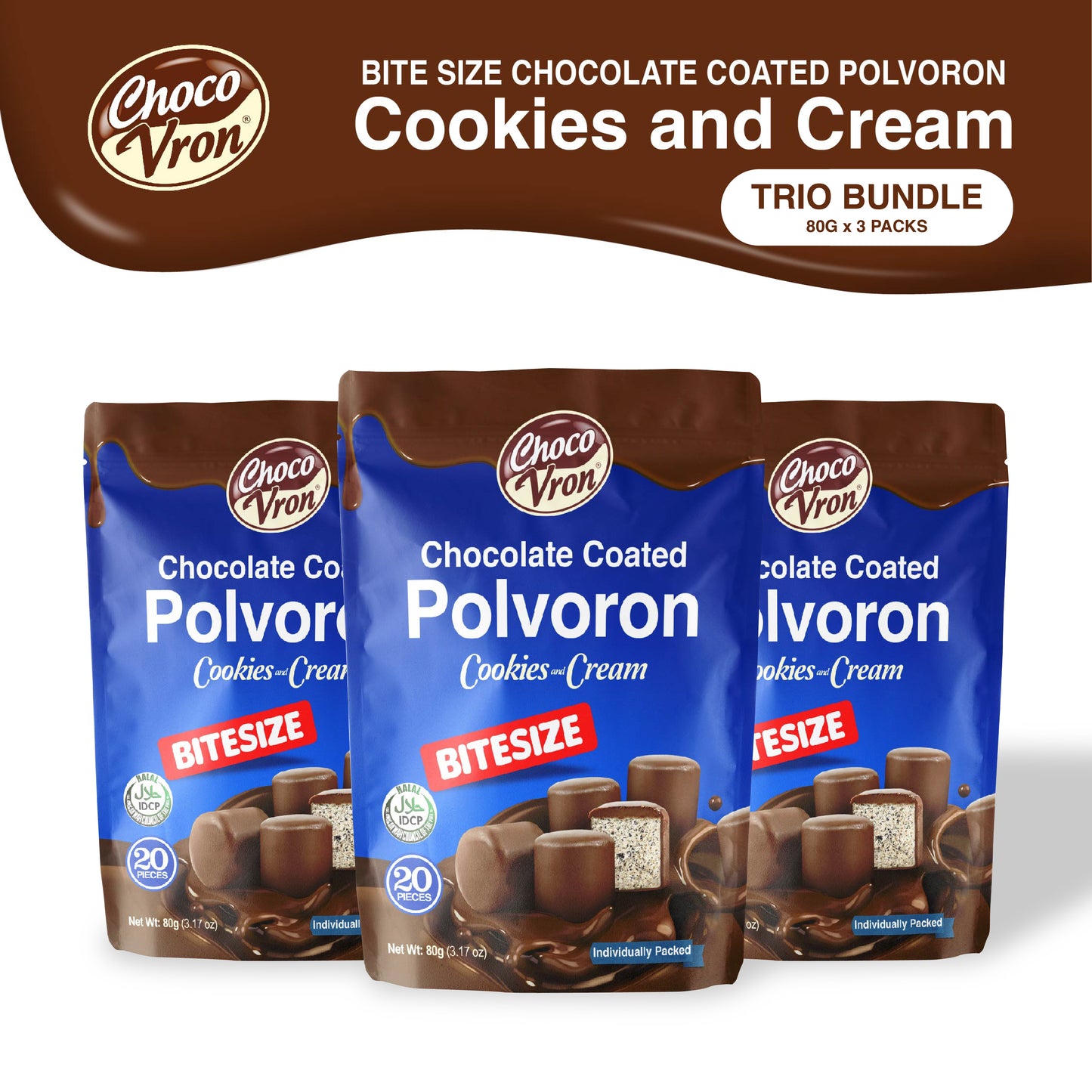 Bite Size Chocolate Coated Polvoron Cookies and Cream Polvoron TRIO BUNDLE