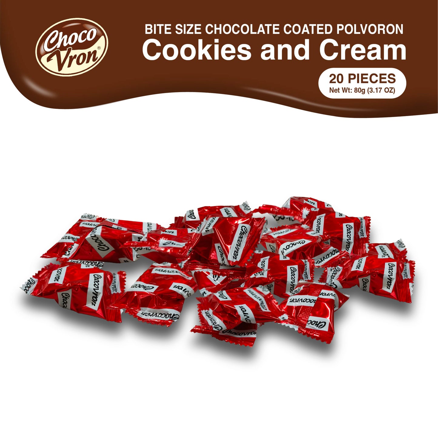 Bite Size Chocolate Coated Cookies and Cream Polvoron 80g