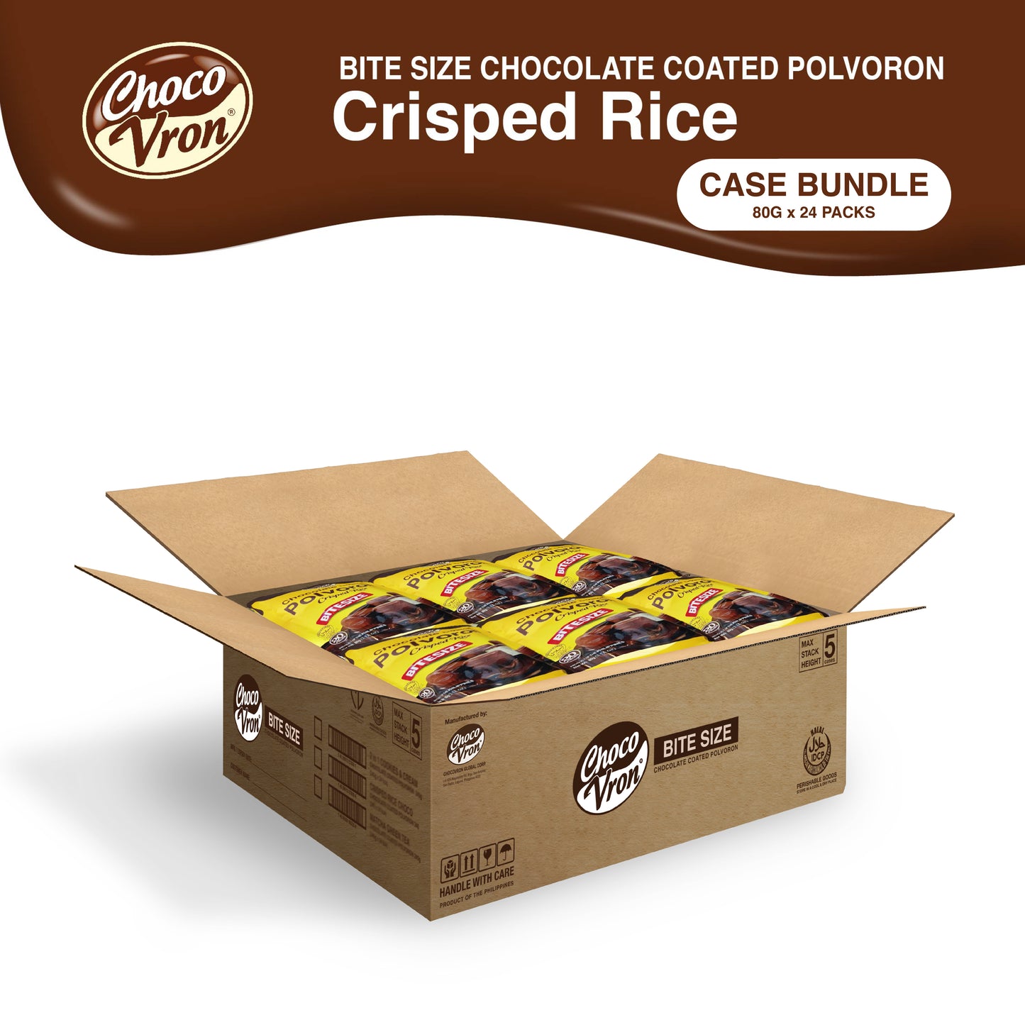 Bite Size Chocolate Coated Crisped Rice Polvoron CASE BUNDLE