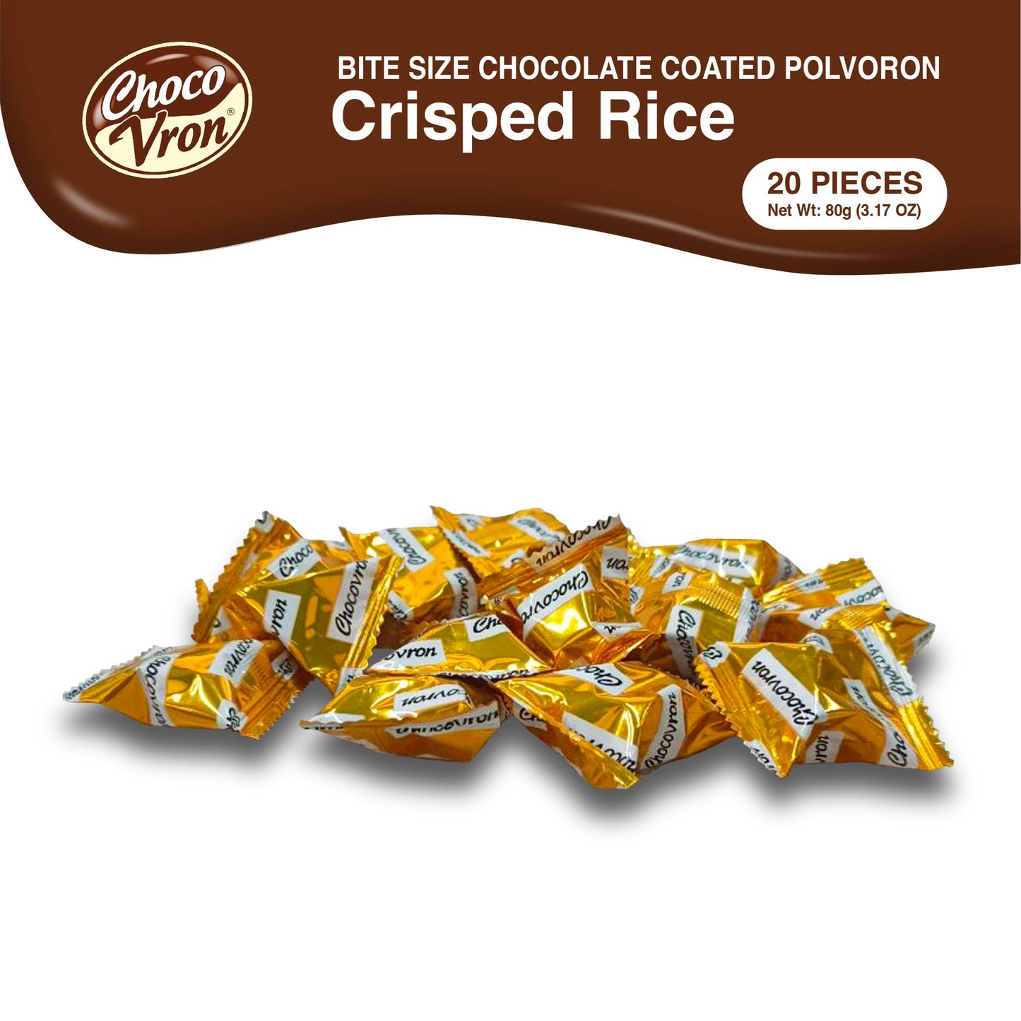 Bite Size Chocolate Coated Crisped Rice Polvoron 80g