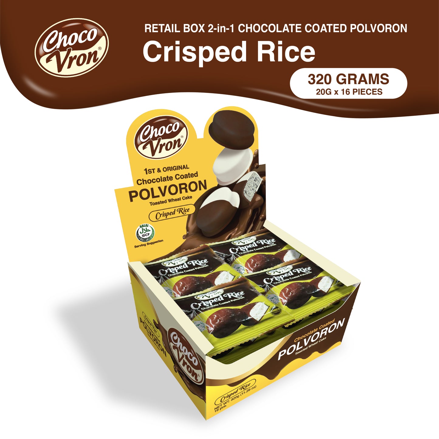 Retail Box Chocolate-coated Crisped Rice Polvoron 320g