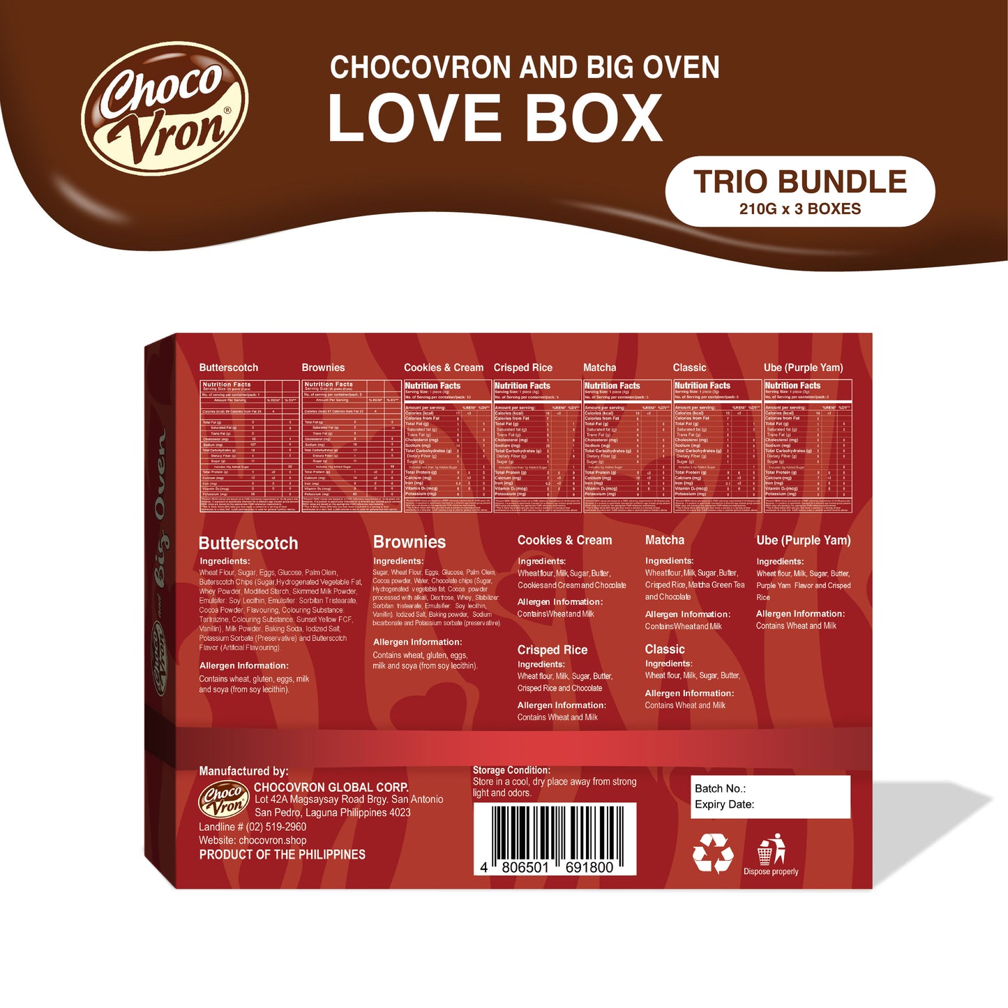 Chocovron & Big Oven Gift Box 210g TRIO BUNDLE