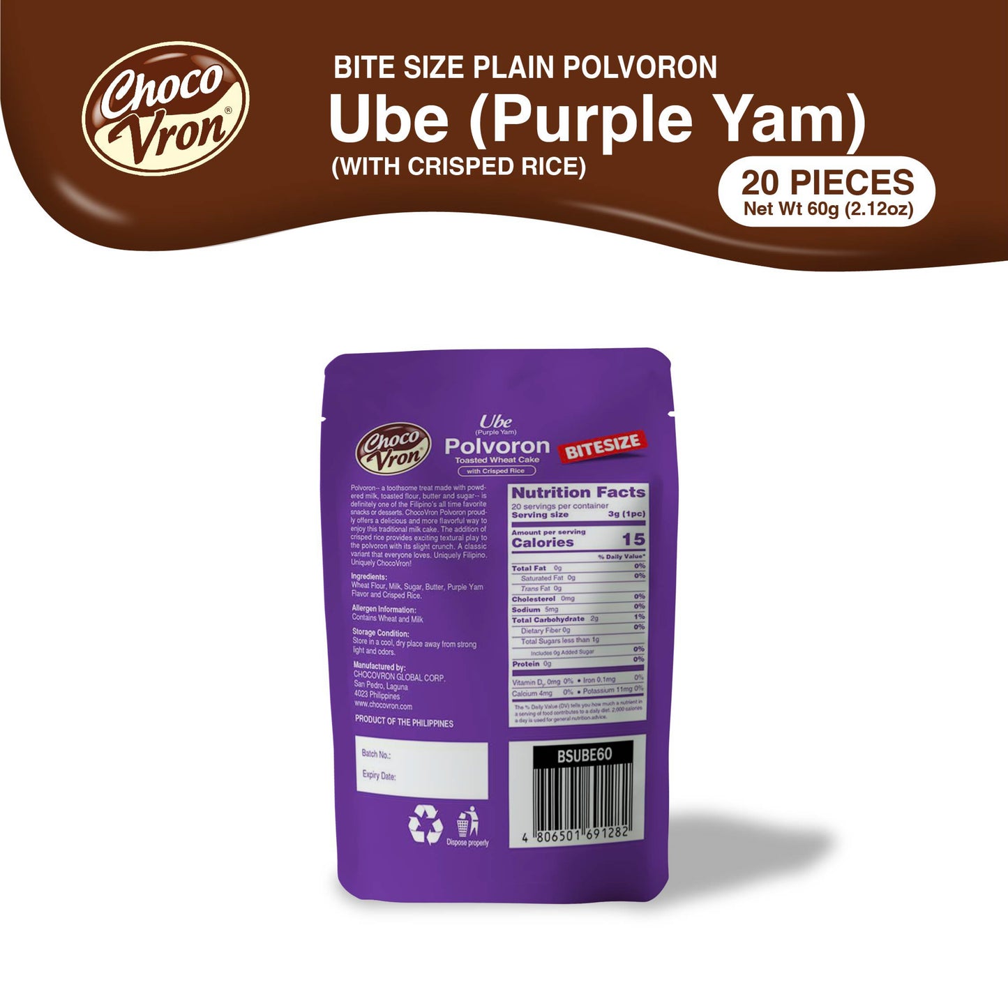 Bite Size Plain Ube Polvoron 60g