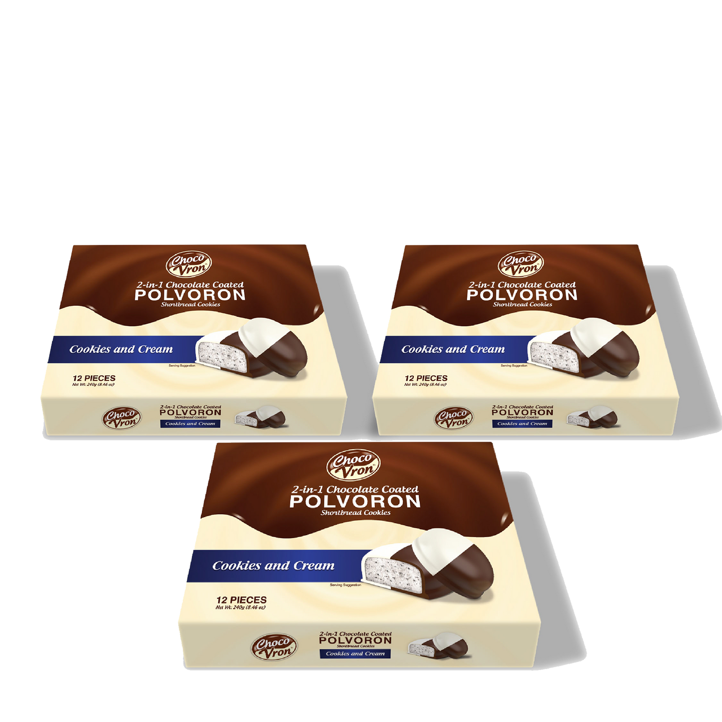 Gift Box 2 in 1 Chocolate Coated Cookies and Cream Polvoron 240g TRIO BUNDLE
