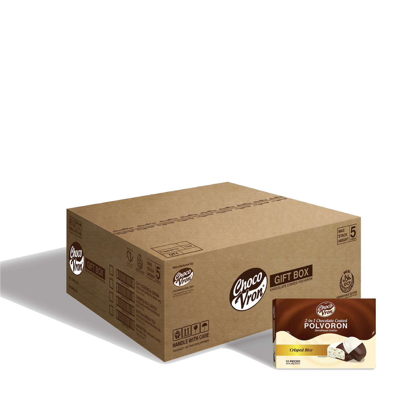 Gift Box 2 in 1 Chocolate Coated Crisped Rice Polvoron 240g CASE BUNDLE