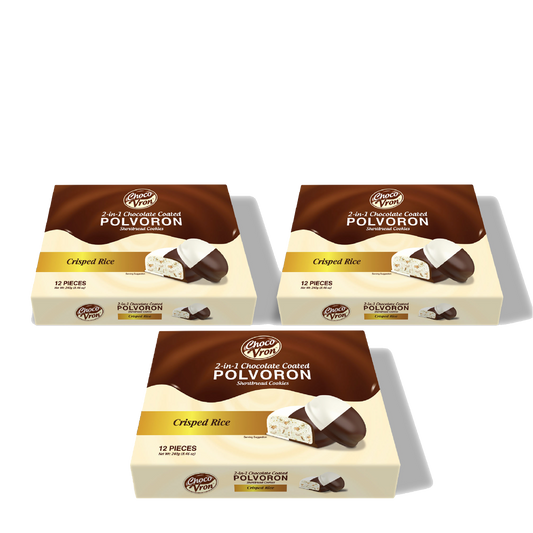 Gift Box 2 in 1  Chocolate Coated Crisped Rice Polvoron 240g TRIO BUNDLE