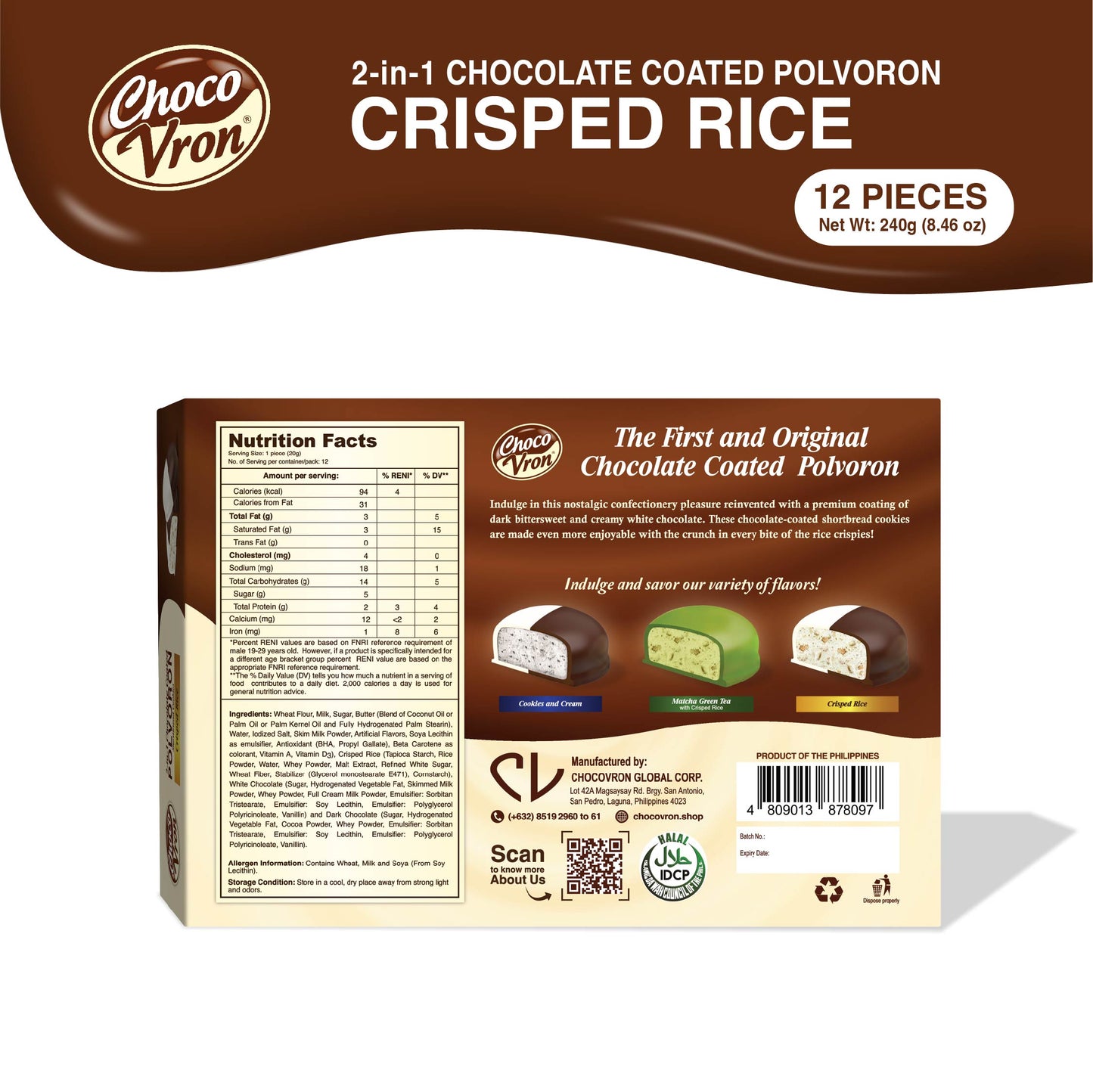 Gift Box 2 in 1 Chocolate Coated Crisped Rice Polvoron 240g