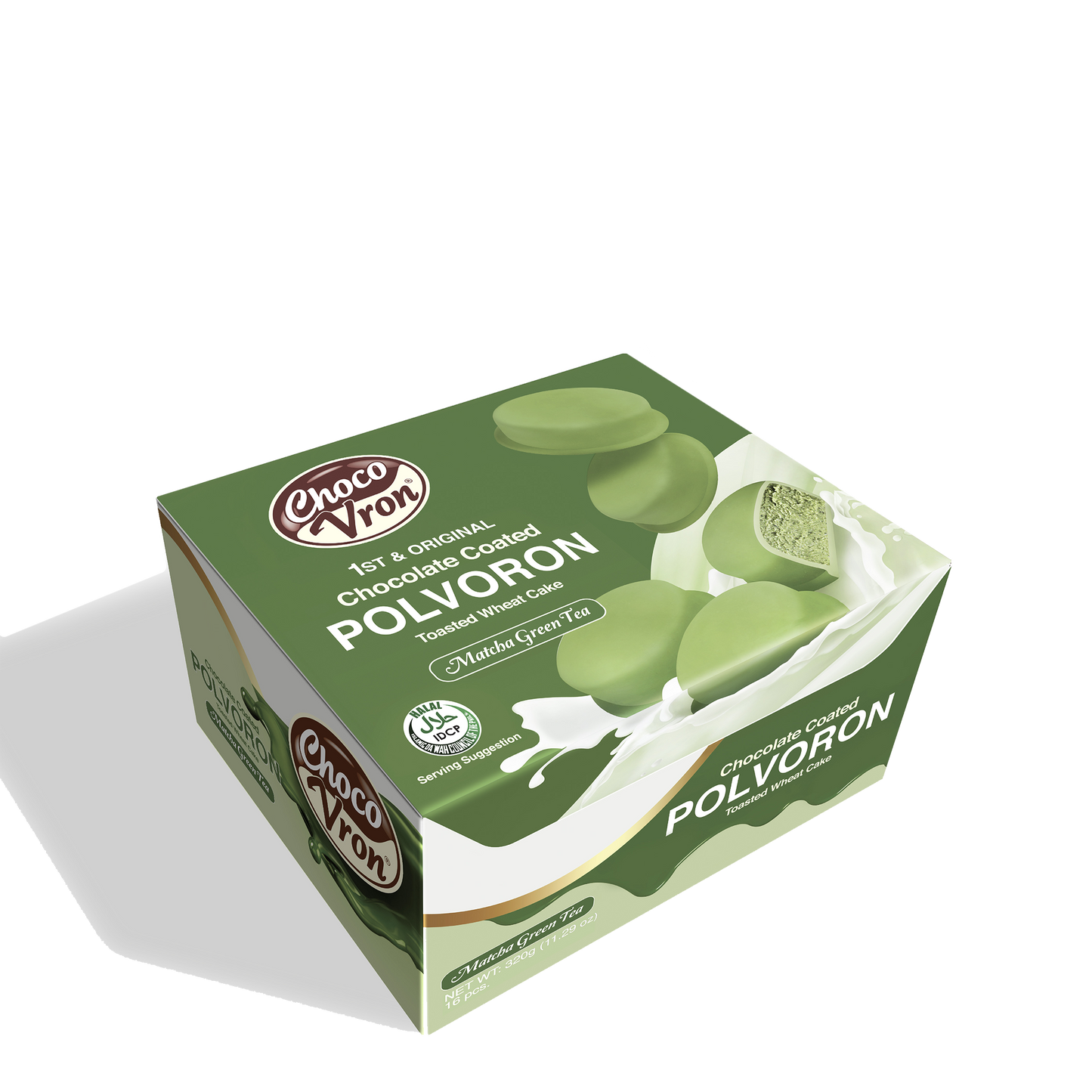 Retail Box Chocolate-coated Matcha Green Tea with Crisped Rice Polvoron 320g