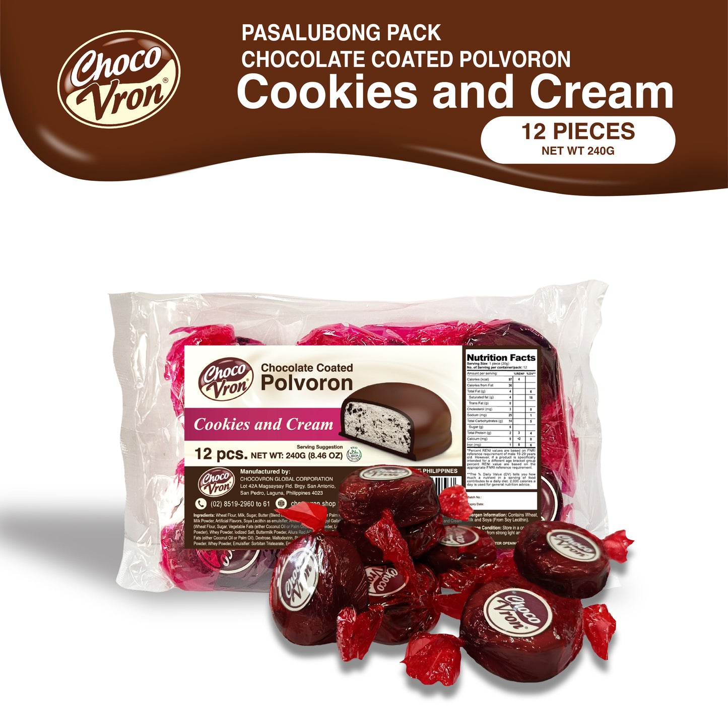 ChocoVron Pasalubong Pack Cookies and Cream Choco 240g