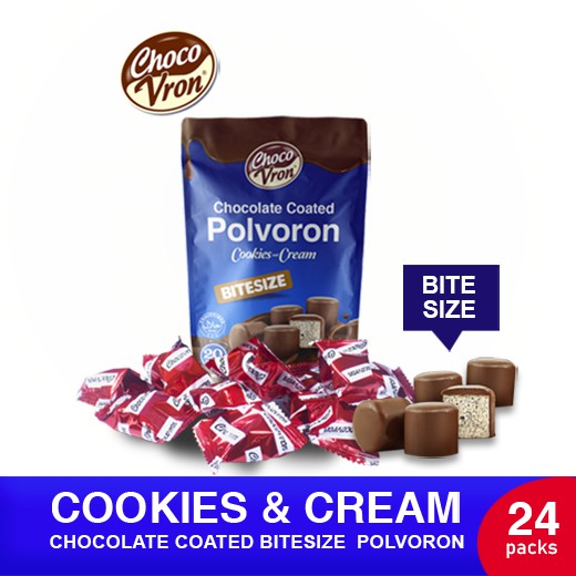 Bite Size Chocolate Coated Polvoron - Cookies and Cream Set of 24