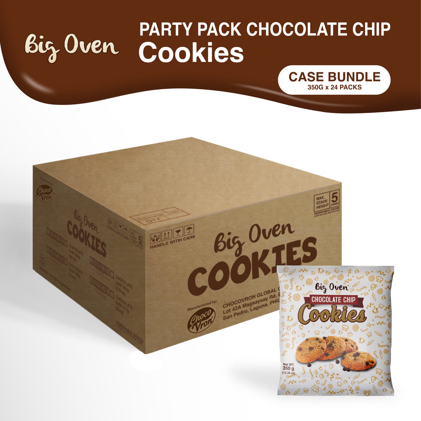 Party Pack Chocolate Chip Cookies 350g CASE BUNDLE