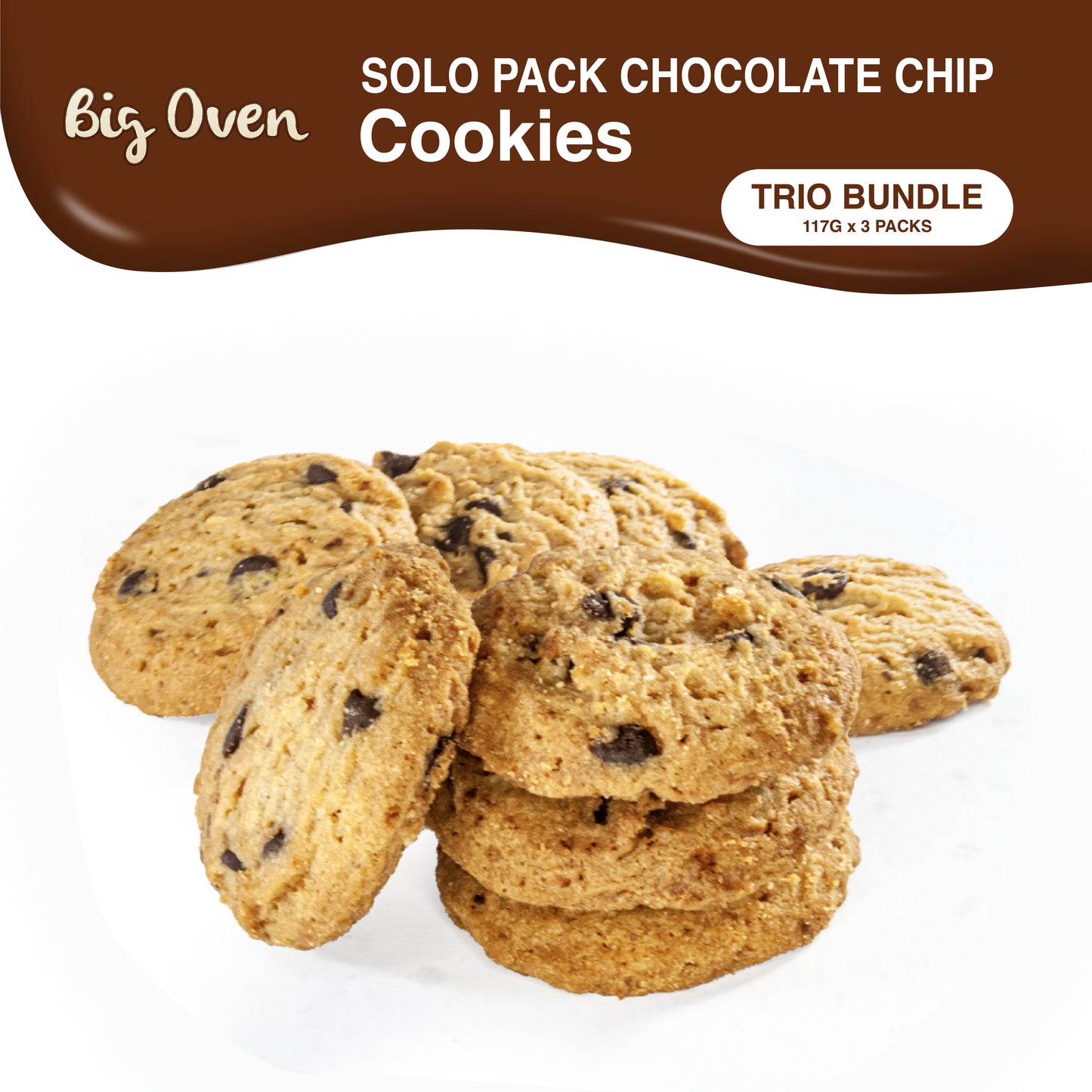 Solo Pack Chocolate Chip Cookies 117g TRIO BUNDLE