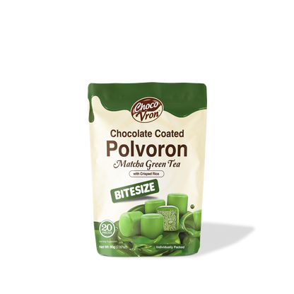 Bite Size Chocolate Coated Matcha Green Tea with Crisped Rice Polvoron -  80g