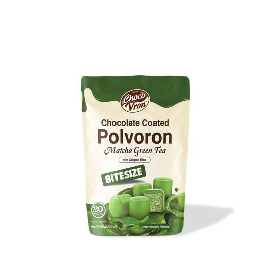 Bite Size Chocolate Coated Matcha Green Tea with Crisped Rice Polvoron -  80g