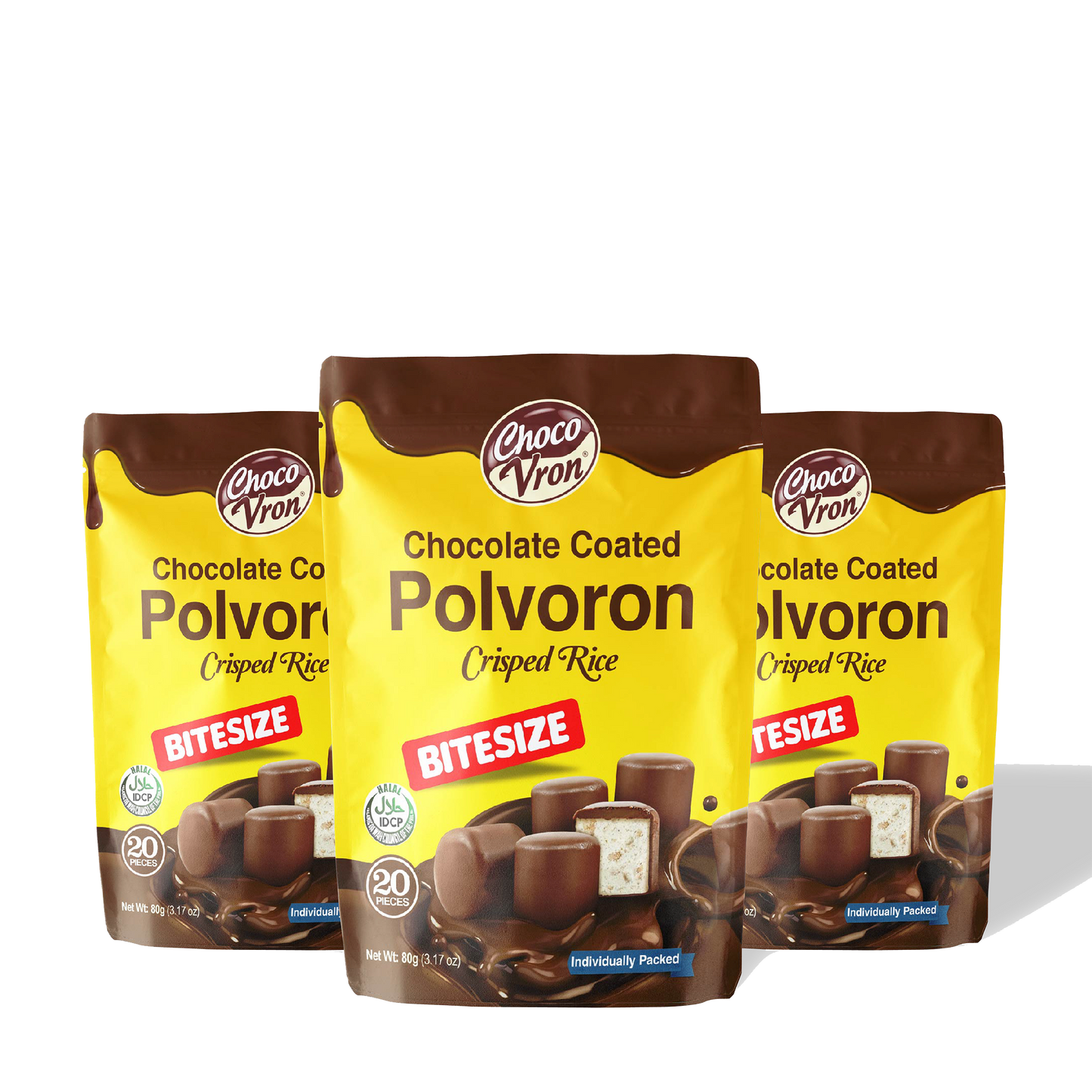 Bite Size Chocolate-coated Crisped Rice Polvoron TRIO BUNDLE