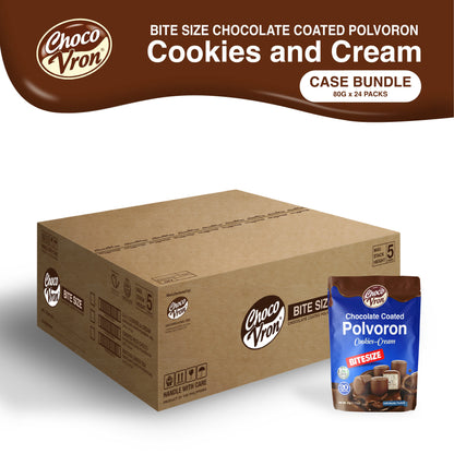 Bite Size Chocolate Coated Cookies and Cream Polvoron 80g CASE BUNDLE