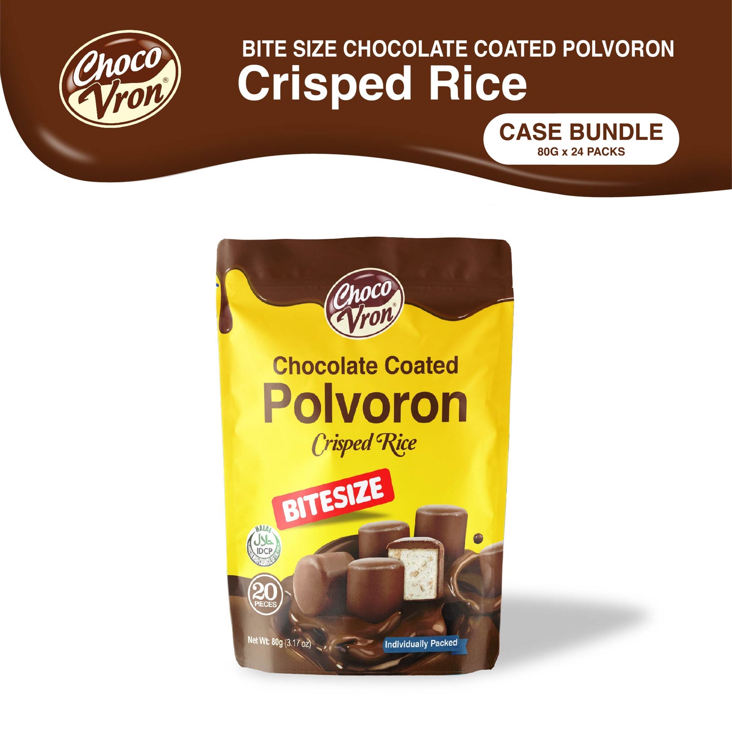 Bite Size Chocolate Coated Crisped Rice Polvoron CASE BUNDLE