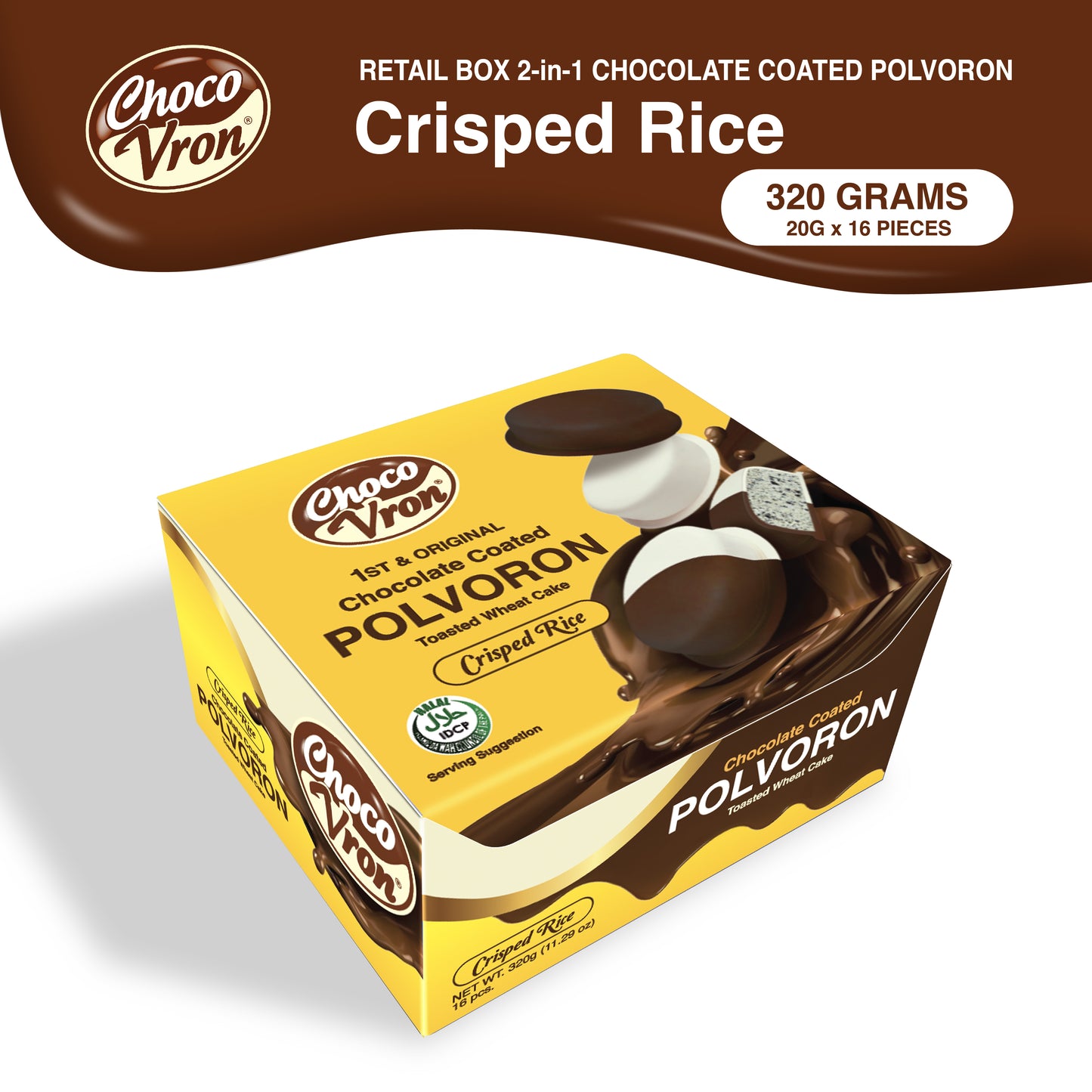 Retail Box Chocolate-coated Crisped Rice Polvoron 320g
