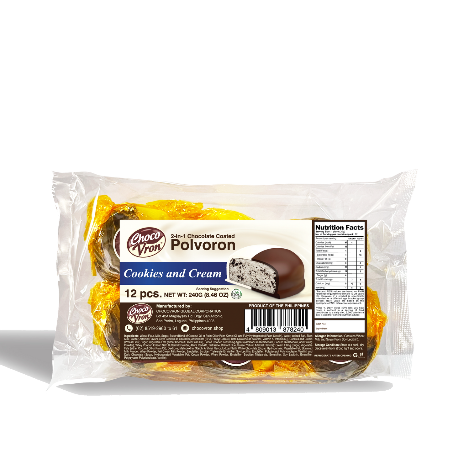 Pasalubong Pack 2 in 1 Chocolate-coated Cookies and Cream 240g