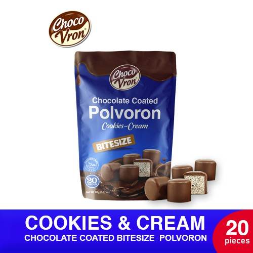 Bite Size Chocolate Coated Polvoron Cookies and Cream 80g