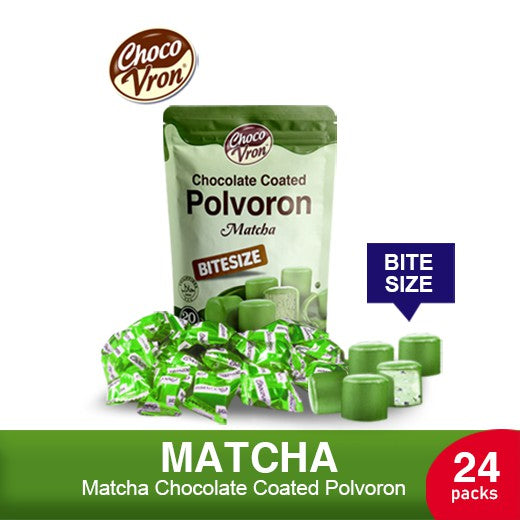 Bite Size Chocolate Coated Polvoron - Matcha Green Tea Set of 24